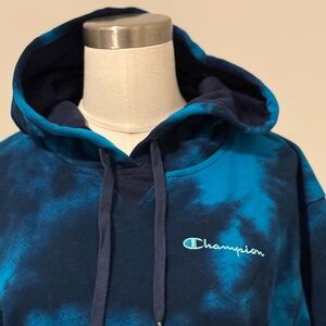 Blue tie dyed size small women’s Champion hoodie — worn twice!